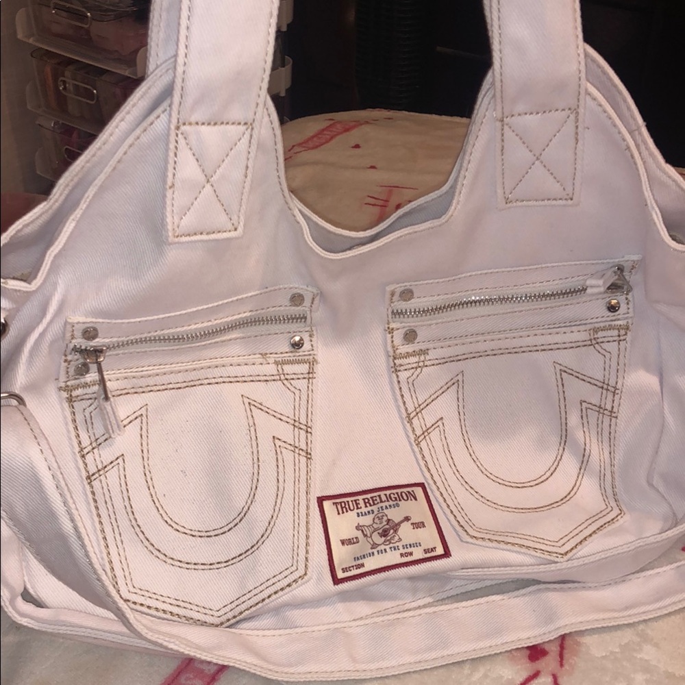 True Religion White Denim Bag